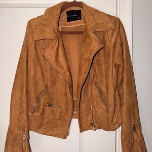 Olivaceous Camel Brown Suede Moto Jacket